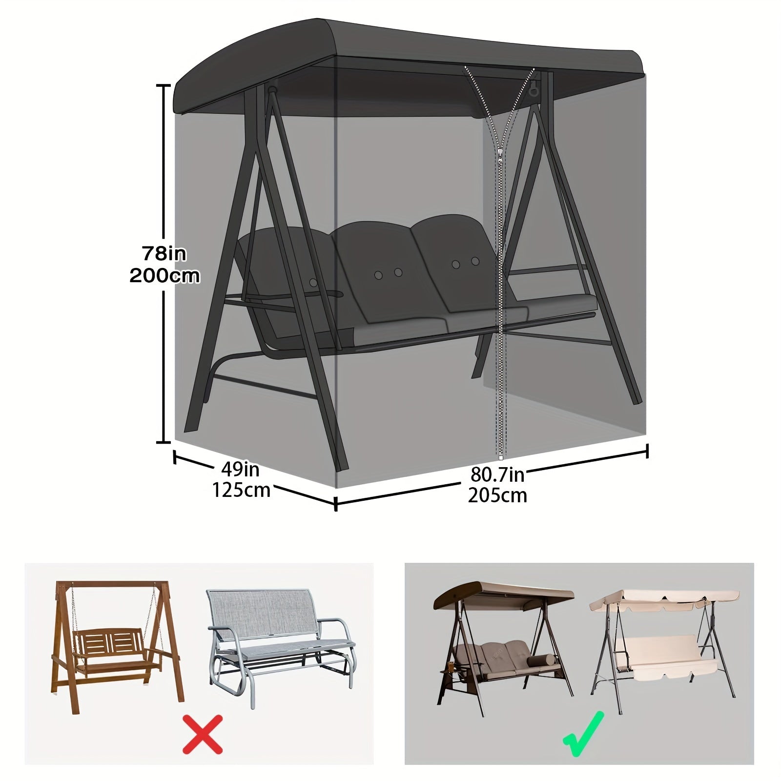 Waterproof Swing Mosquito Net with Zipper Durable Polyester Mesh