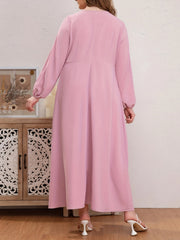  Colorblock Lace Panel Long Sleeve Maxi Dress