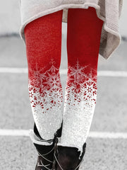 Snowflake Print High Rise Leggings