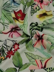  Tropical Print Elastic Drawstring Loose Shorts