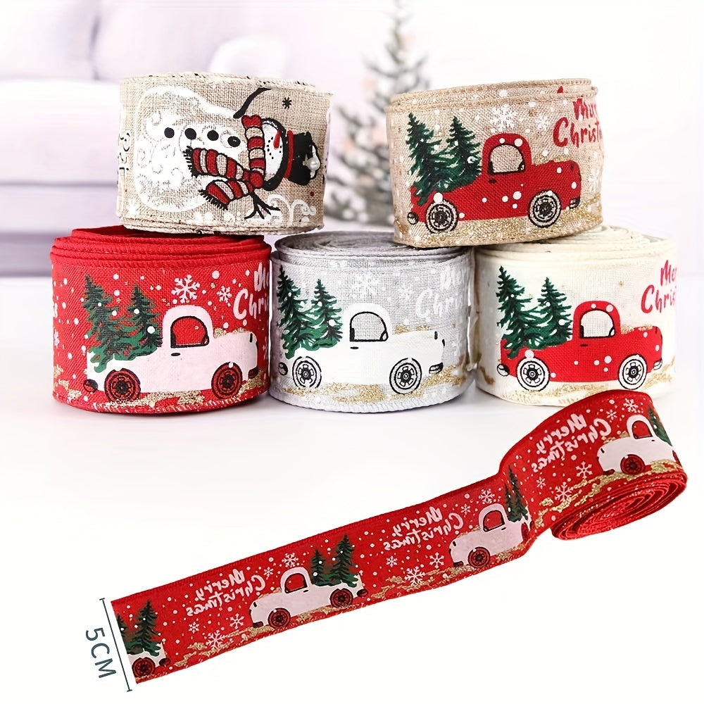 5m Christmas Ribbon Colorful Car Printing