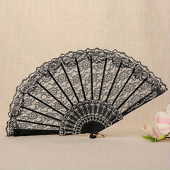 Lace Folding Fan Vintage Handheld Fan Women Girls Hollow Lace Folding Fan