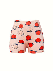  Peach Print High Rise Skinny Shorts