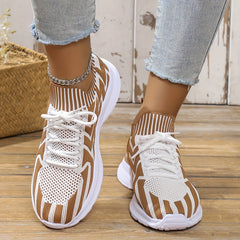 Wave Pattern Running Shoes Women Lightweight Sneakers