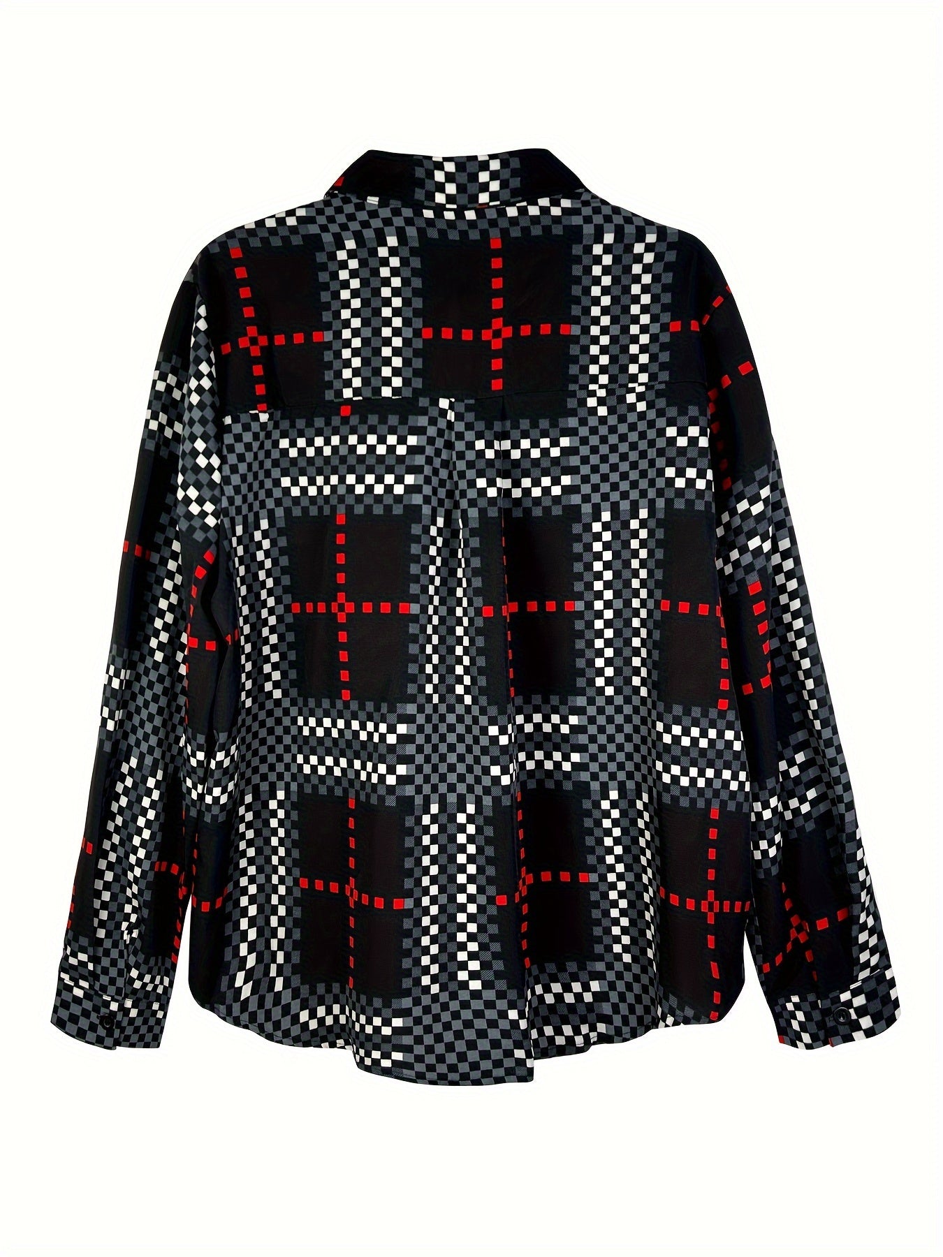  Geometric Print Long Sleeve Button Up Shirt
