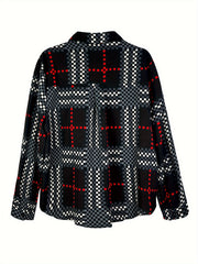  Geometric Print Long Sleeve Button Up Shirt