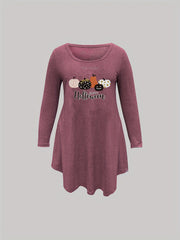  Halloween Pumpkin Print Long Sleeve Nightdress