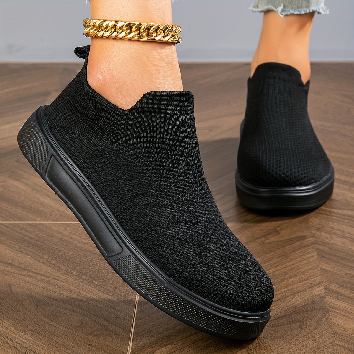 Women's Knit Slip On Sneakers Lightweight Outdoor Shoes