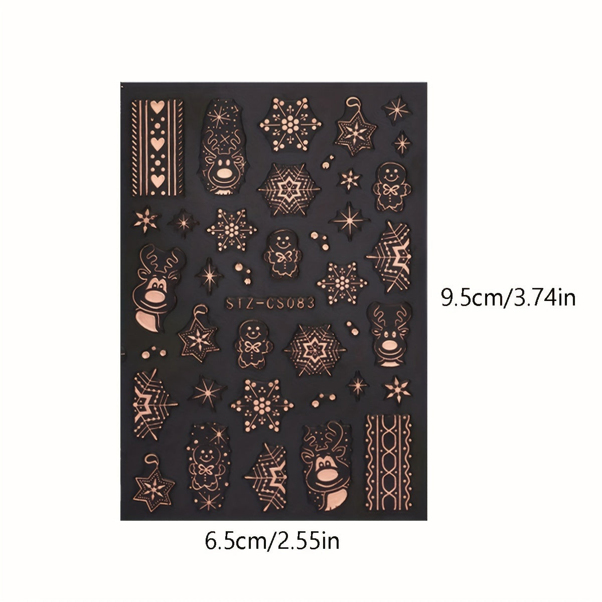 2pcs Christmas Nail Art Stickers Rose Golden & Snowflakes Gingerbread