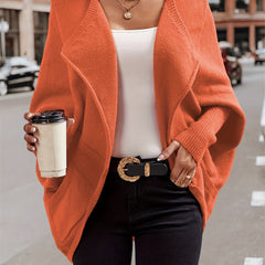  Casual Cardigan Women's Plus Solid Bat Sleeve Medium Stretch Oversized
