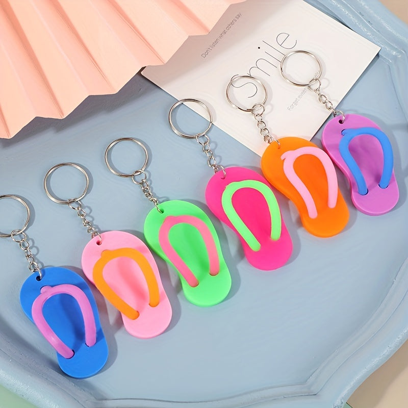 6pcs PVC Flip Flop Keychain Keyring Pendant for Beach Favors