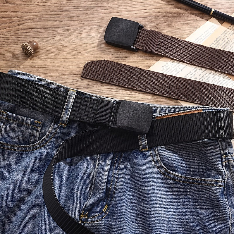 Men's Canvas Belt Plastic Buckle Metal Military Tactical Waist Belt
