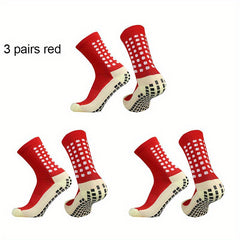 3 Pairs Anti Skid Silicone Football Socks Breathable Sweat Absorbent