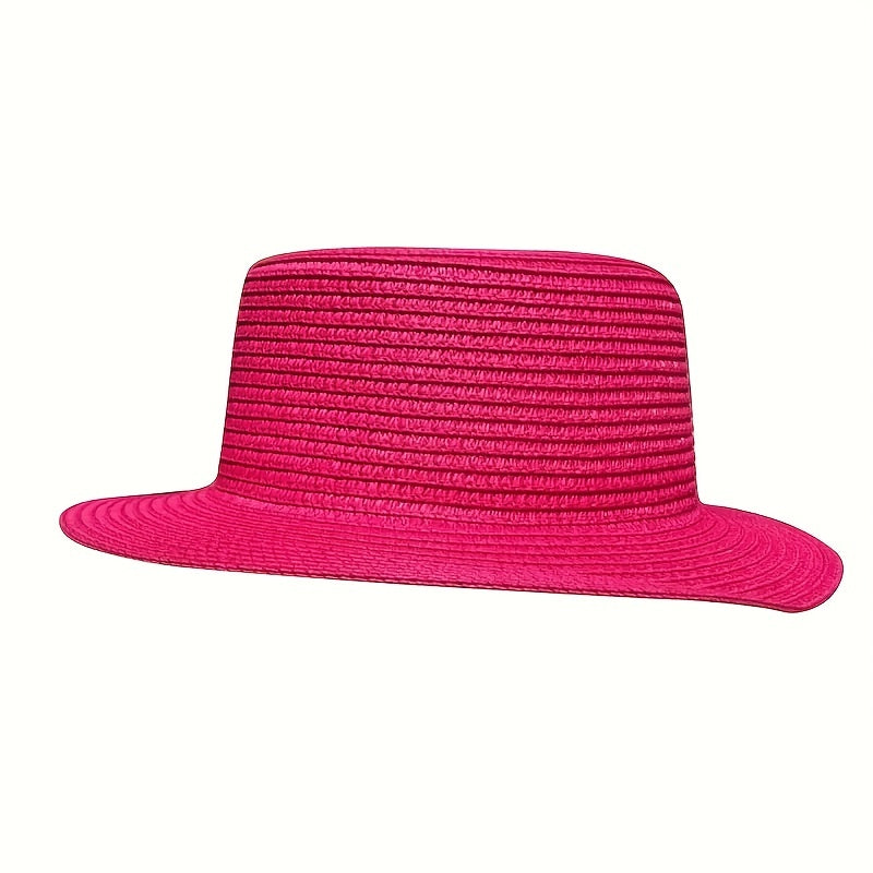 Bright Candy Sun Hat Classic British Style Top Hat Straw Jazz Fedora Cap Unisex