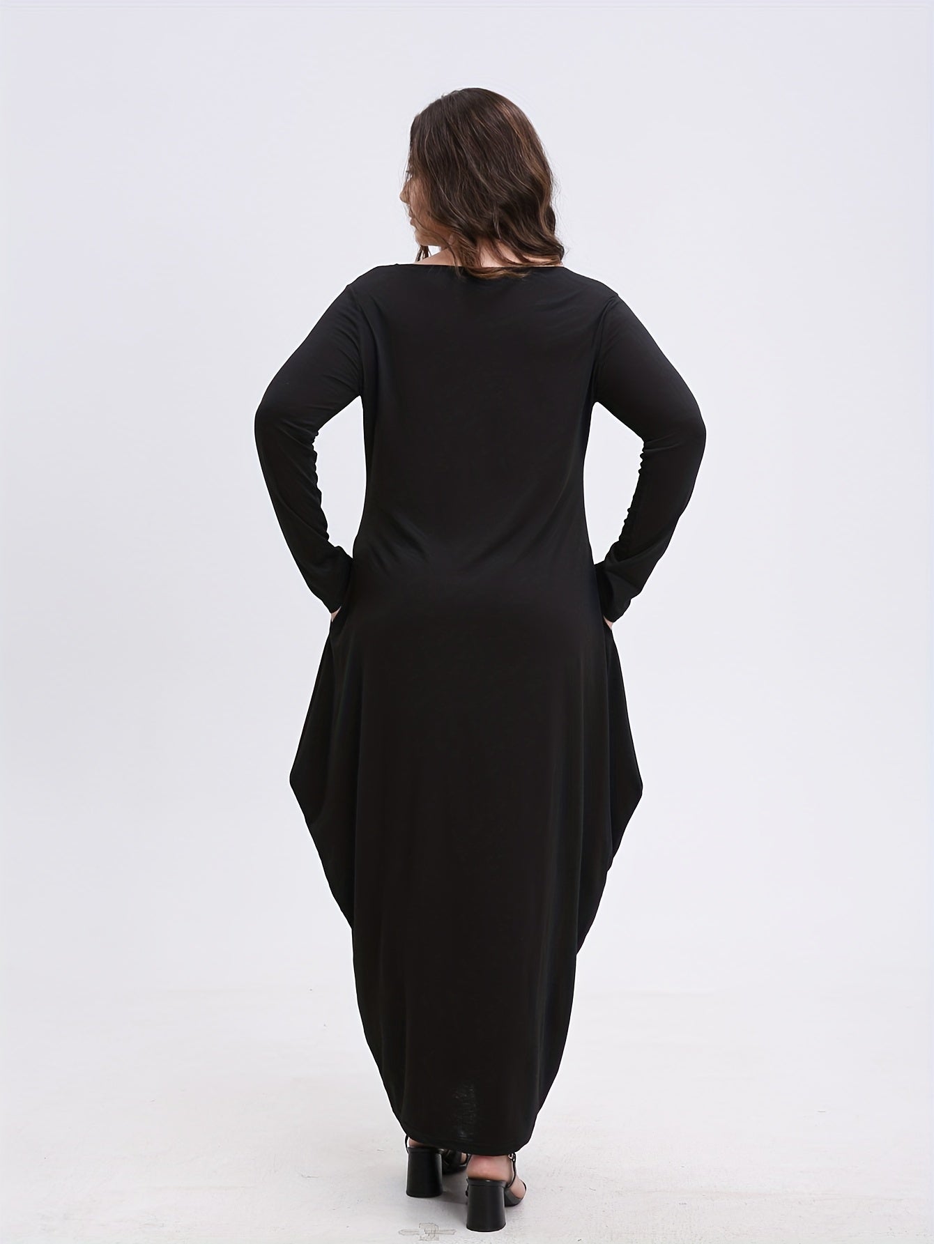  Long Sleeve Baggy Maxi Dress with Pockets