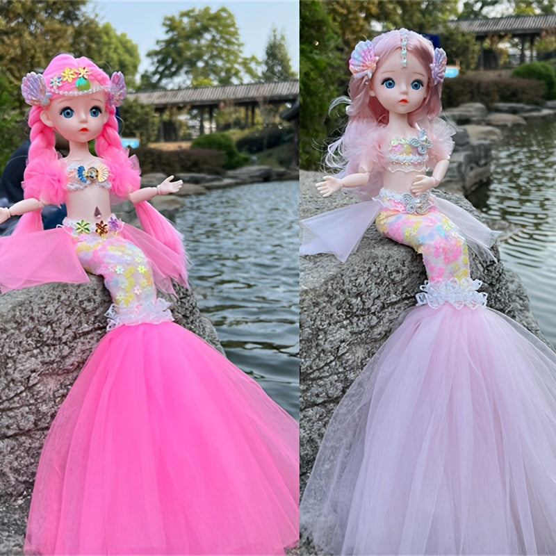 2pcs Mermaid Dolls Wedding Dress Set 3D Eyes Christmas Easter