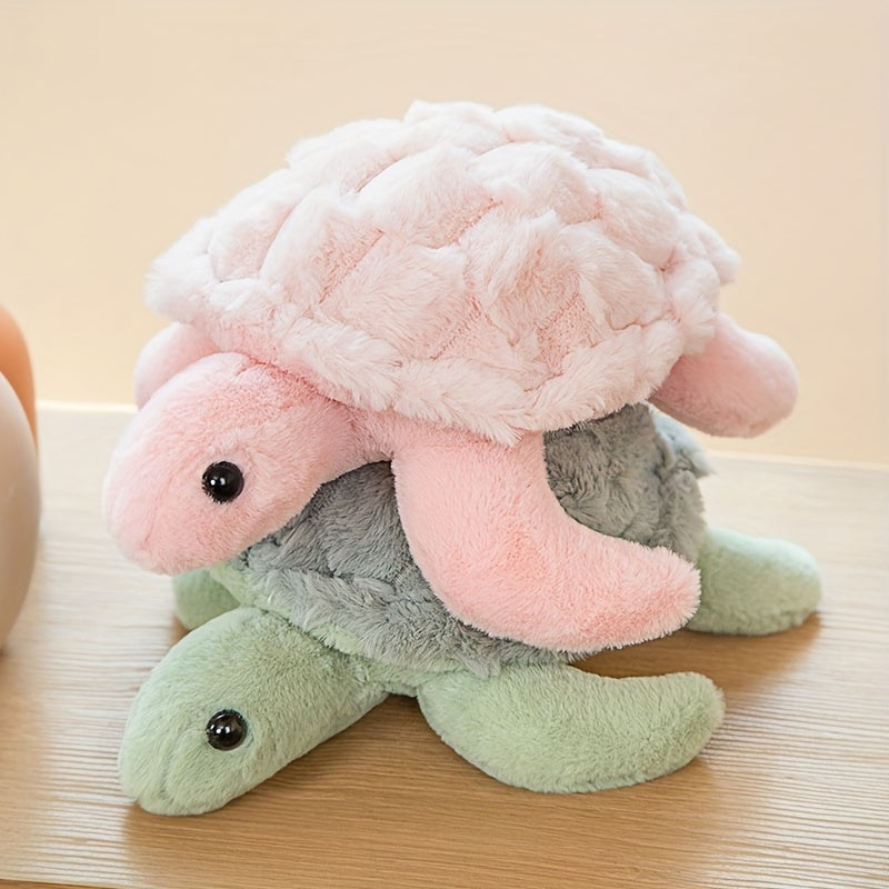 Adorable Pink & Green Sea Turtle Plush Toy - Cuddly Comfort for Kids