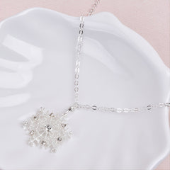 3pcs Silver Snowflake Necklace & Earrings Set