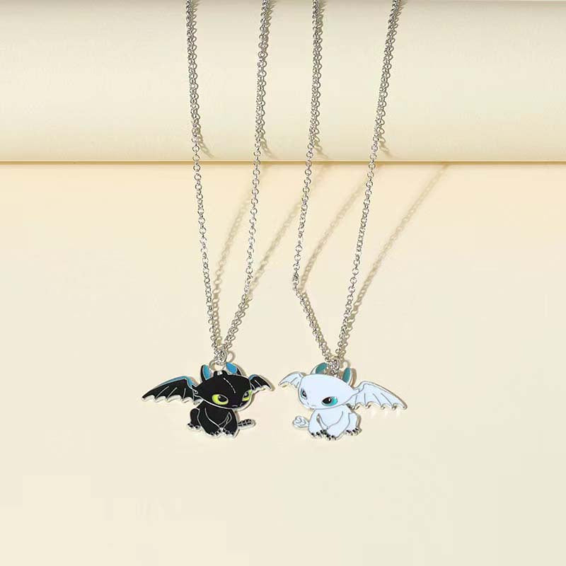 Casual Cartoon Pendant Couple Necklace Set