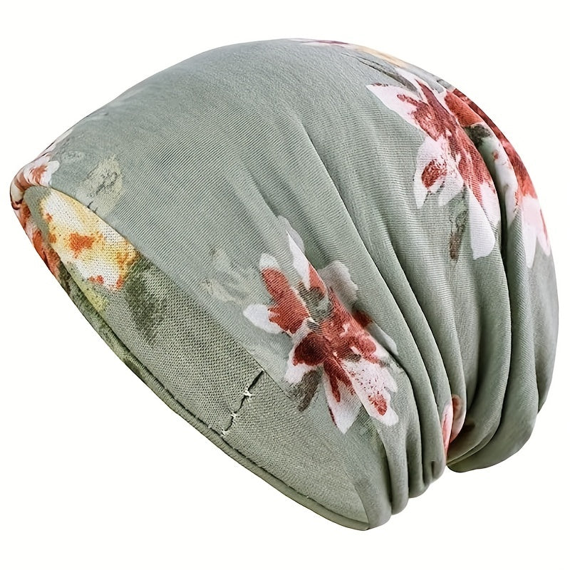 Flower Print Beanie Lightweight Skull Hat Chemo Cap Turban Hats