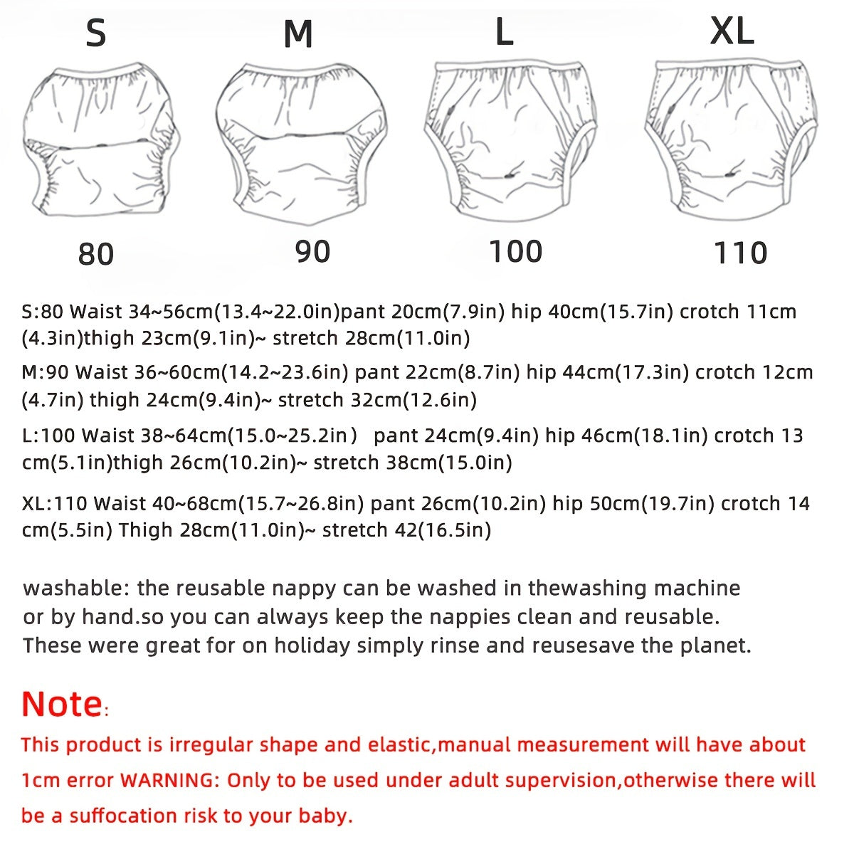 1pc Baby Reusable Printed Gauze Diapers Waterproof Washable Diapers