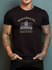 Men's Casual Letter Print Sports T-shirt Round Neck Tee Shirt