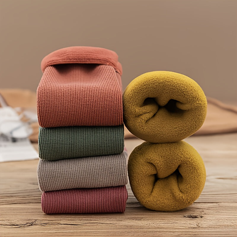 5 Pairs Women's Fuzzy Thermal Mid Tube Floor Socks