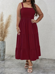  Solid Square Neck Smock Cami Dress