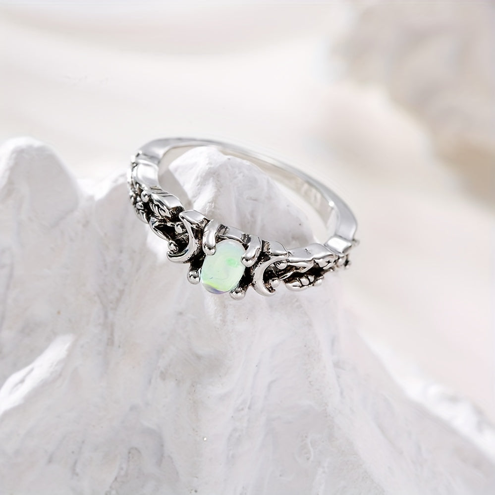 Men's Silvery Faux Moonstone Ring - Delicate Design