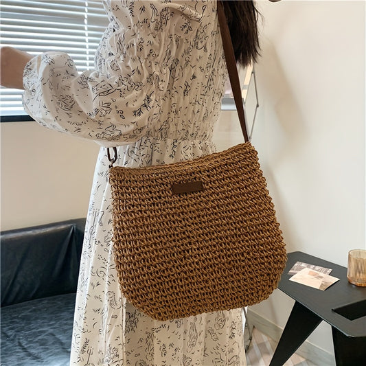 Straw Beach Bag Women's Woven Crossbody Shoulder Bag For Holiday