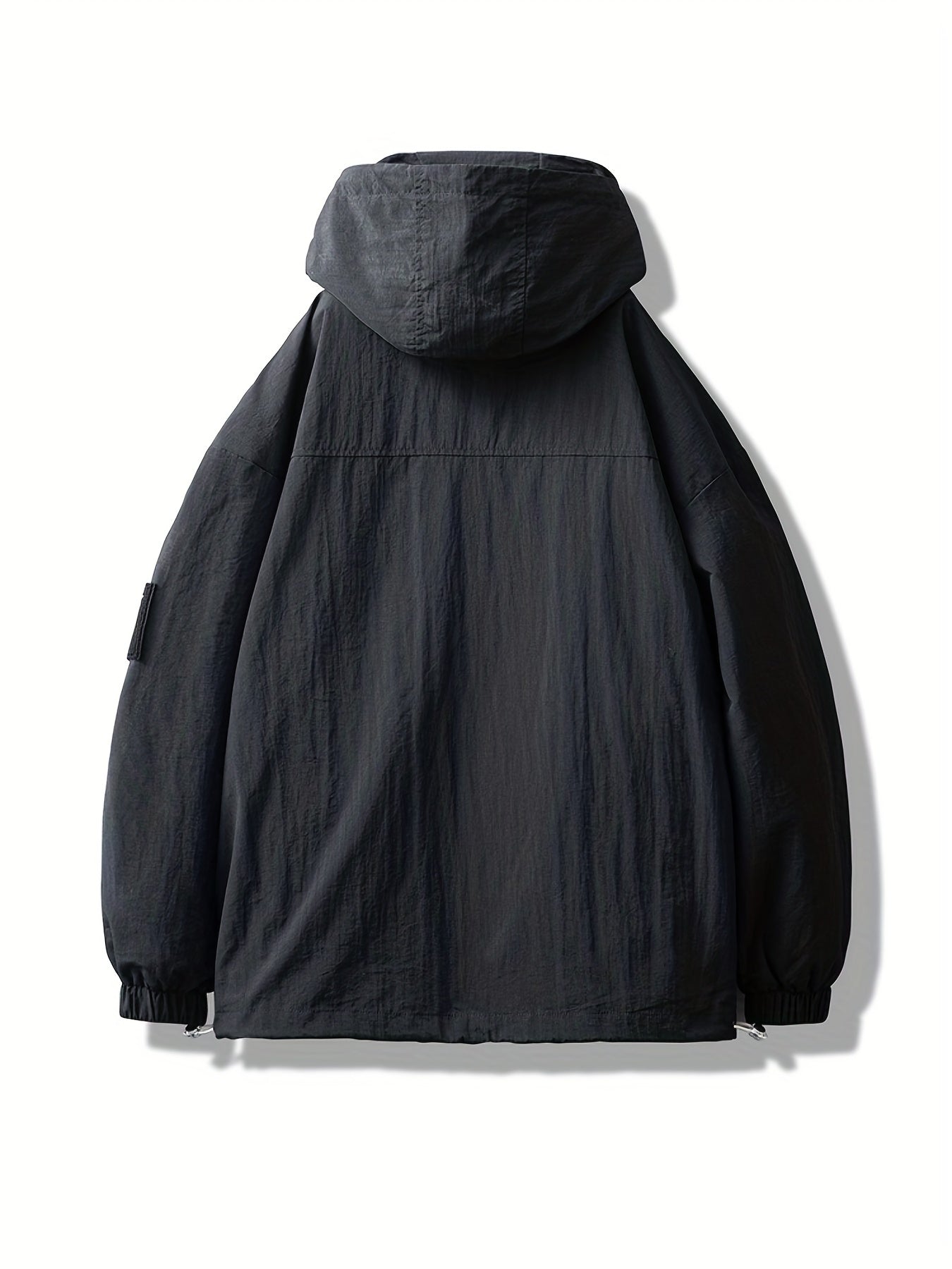 Men's Lightweight Hooded Windbreaker Jacket Casual Stand Collar Zip Up Coat