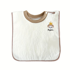 Soft Coral Fleece Bib Waterproof Cartoon Design for Kids