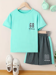 2 Boys Sports Number 68 Short Sleeve T shirts Basketball Set