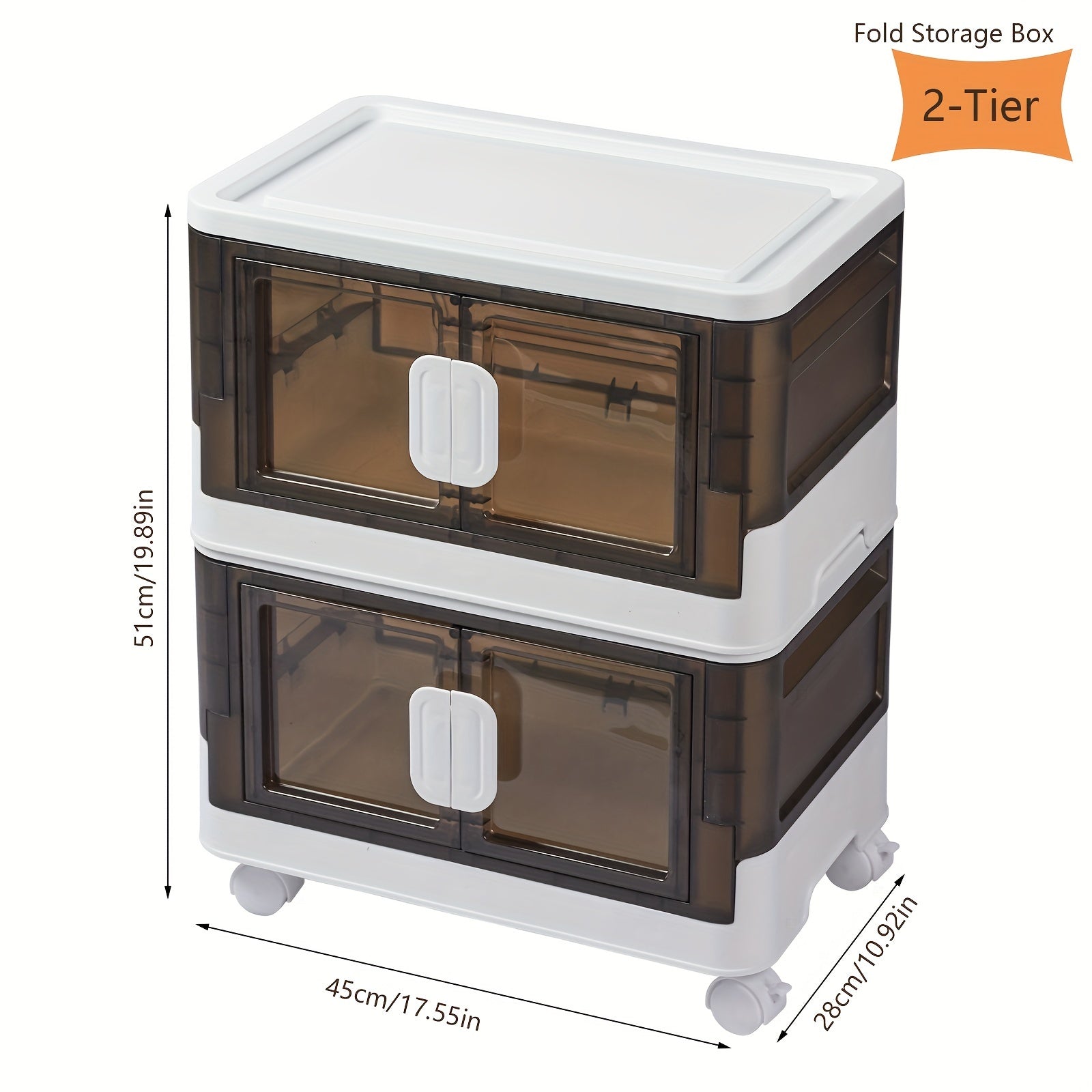 Foldable 2 Layer Storage Shelves Box with Wheels