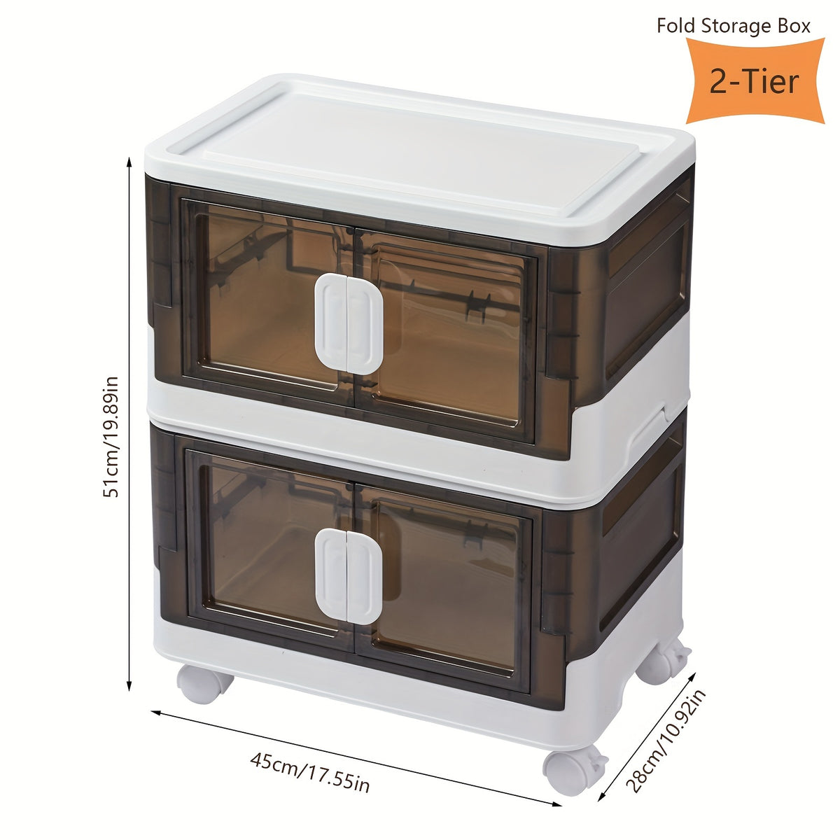 Foldable 2 Layer Storage Shelves Box with Wheels