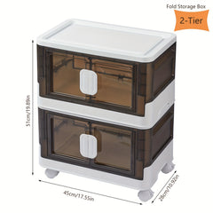 Foldable 2 Layer Storage Shelves Box with Wheels