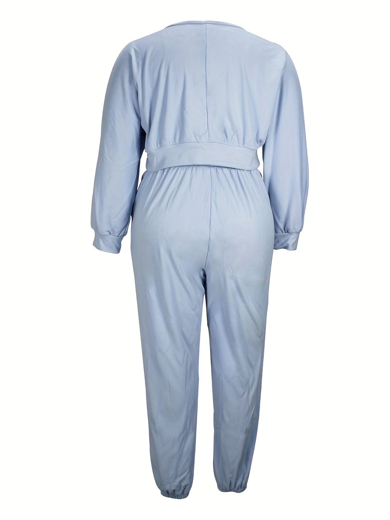  V Neck Pullover Top & Joggers Outfits Set
