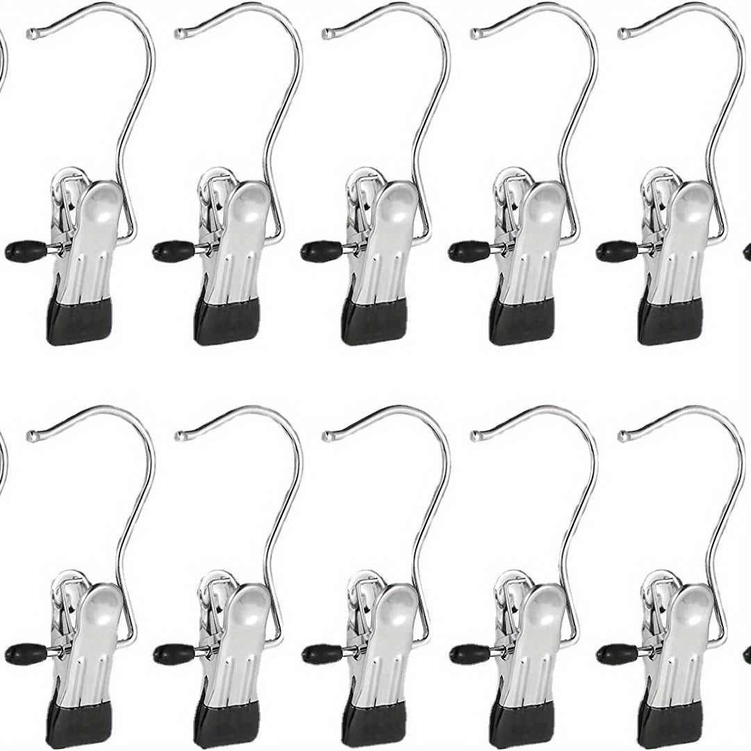 2pcs Metal Belt Hook Clip Multifunctional Drying Socks Hat Curtain Non slip Clip