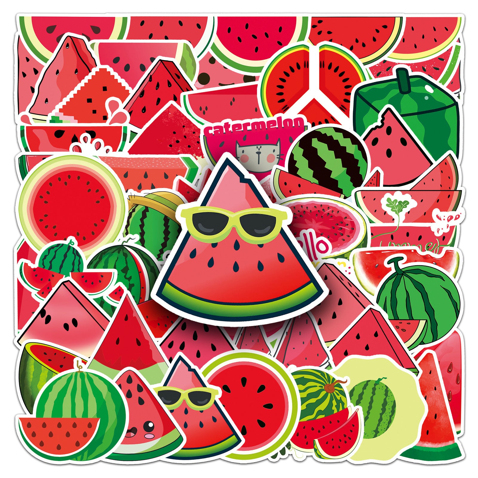 50pcs Watermelon Graffiti Fun Stickers Vinyl Decorative Water Bottles Safety