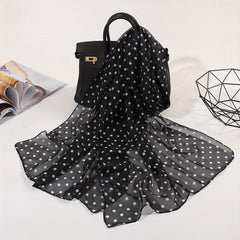 Polka Dot Print Scarf Solid Gauze Shawl Head Wrap Windproof Headscarf Hijab