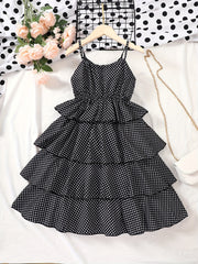 Girls Polka Dot Print Party Dress Kids Summer Clothes