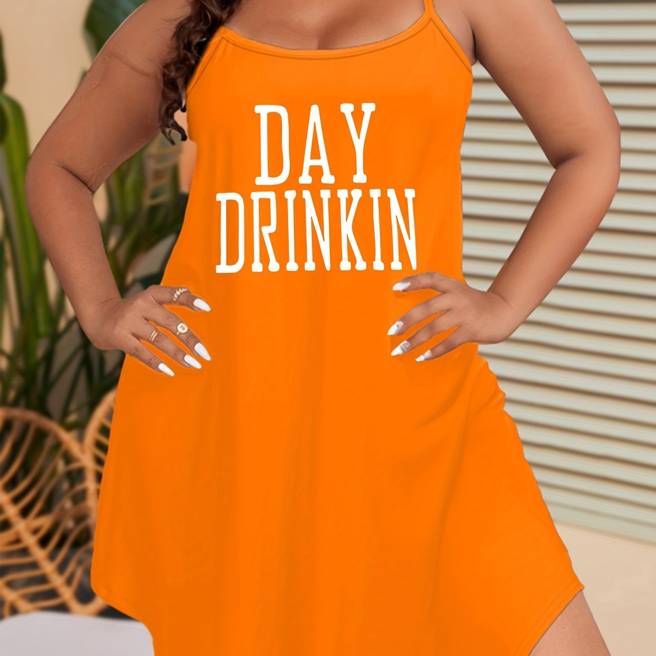 Plus Size Sexy Nightdress Women's Plus Letter Print Round Neck