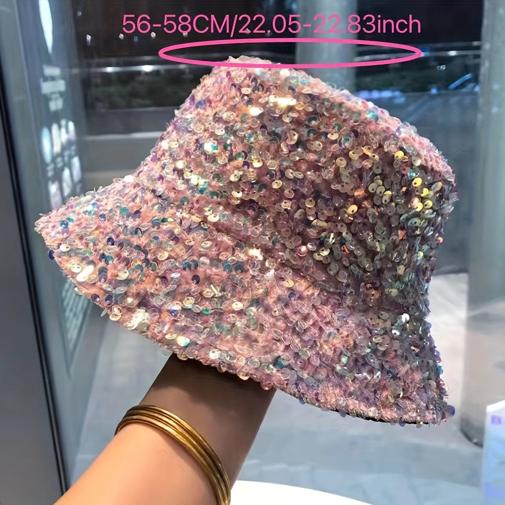 Y2K Sequin Bucket Hat Hip Hop Fisherman Cap