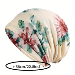 Flower Print Beanie Lightweight Skull Hat Chemo Cap Turban Hats