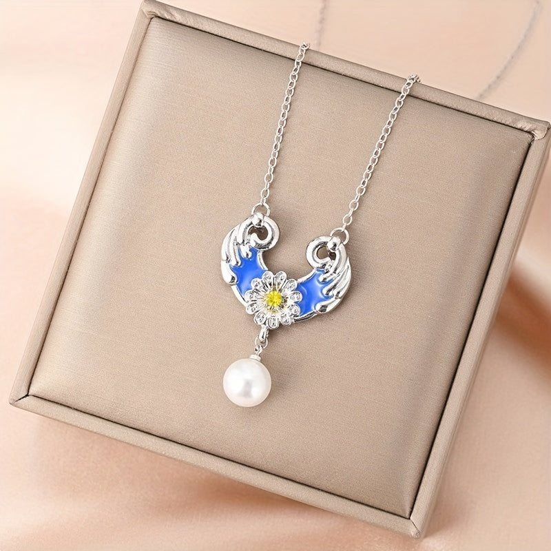 Heart Pendant Necklace Wings Flower Anniversary Gift Couple Necklace