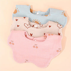 3pcs Baby Bibs Heart Sun Flower Newborn Burp Cloth Kid Cotton Saliva Towel