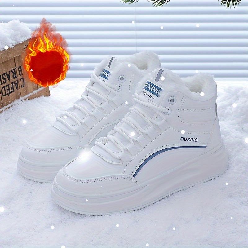 Women's Winter Sneakers Fleece Lining High Top Outdoor Casual Platform Shoes