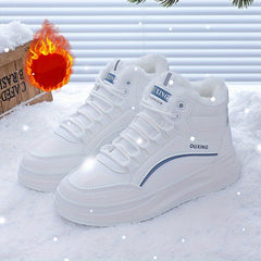 Women's Winter Sneakers Fleece Lining High Top Outdoor Casual Platform Shoes
