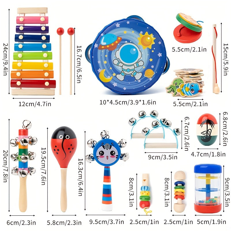 Wooden Montessori Toys Ringing Bells Beaded Ringing Bells Music Toys