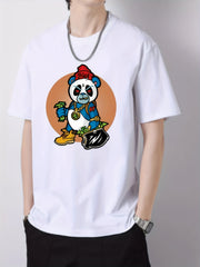 Angry Bear Pattern Print Men's Graphic Cotton Crew Neck Active T shirt